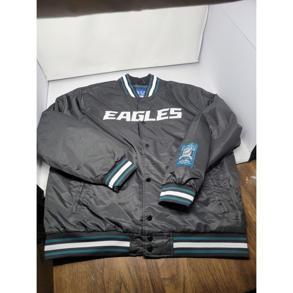 PHILADELPHIA EAGLES Black NFL VARSITY JACKET MENS Sz Medium NWT